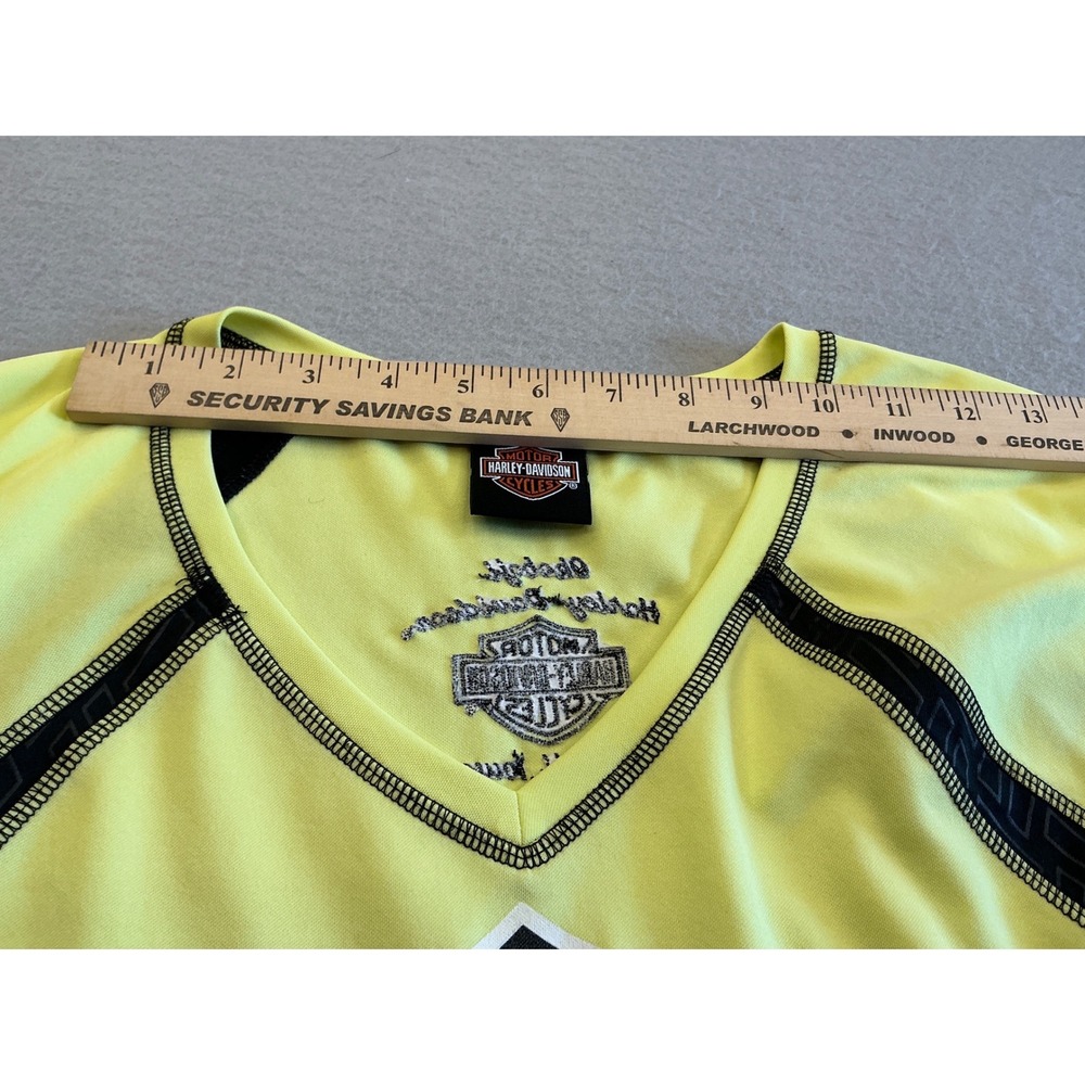 Harley Davidson Performance Shirt Neon Yellow Embroidered Logo Women Medium Iowa - Picture 7 of 11